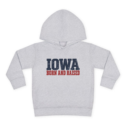 Iowa Born and Raised Rustic Midwest Unisex Toddler Pullover Fleece Hoodie