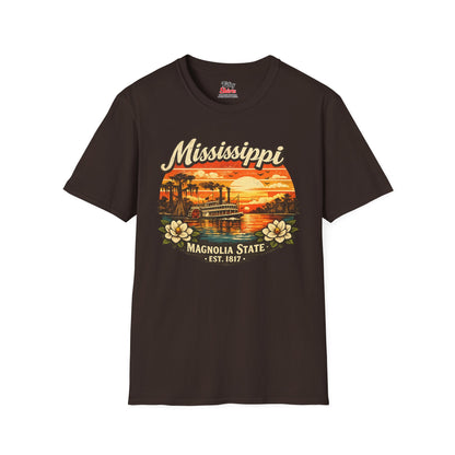 Mississippi River Sunset Unisex Softstyle T Shirt State Pride Graphic Tee Collections FS03