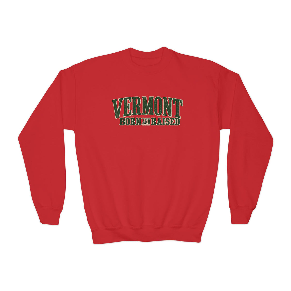 Vermont Born and Raised Premium Vermont Heritage Unisex Youth Crewneck Sweatshirt