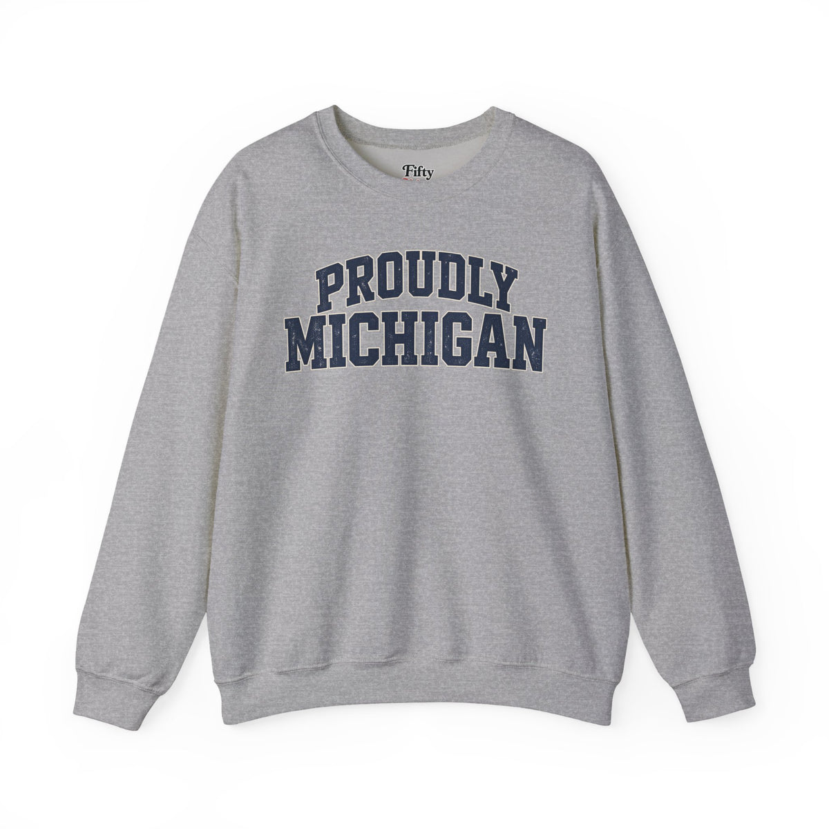 Proudly Michigan Unisex Crewneck Sweatshirt State Name Graphic