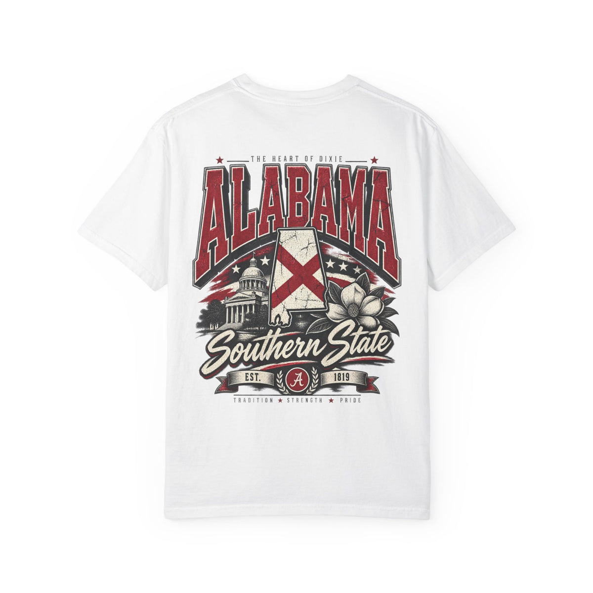 Alabama State Lettering Unisex Comfort Color 1717 Streetwear Graphic Tee