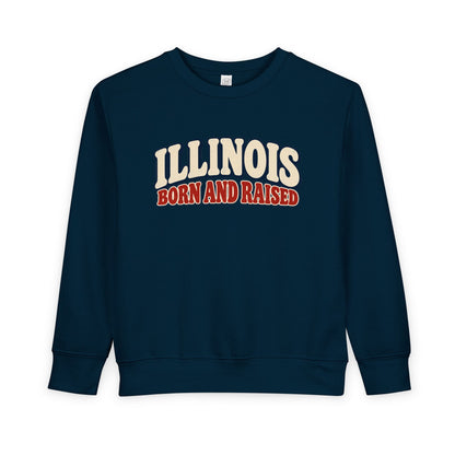Illinois Born and Raised Retro 1970s Unisex Toddler Sweatshirt