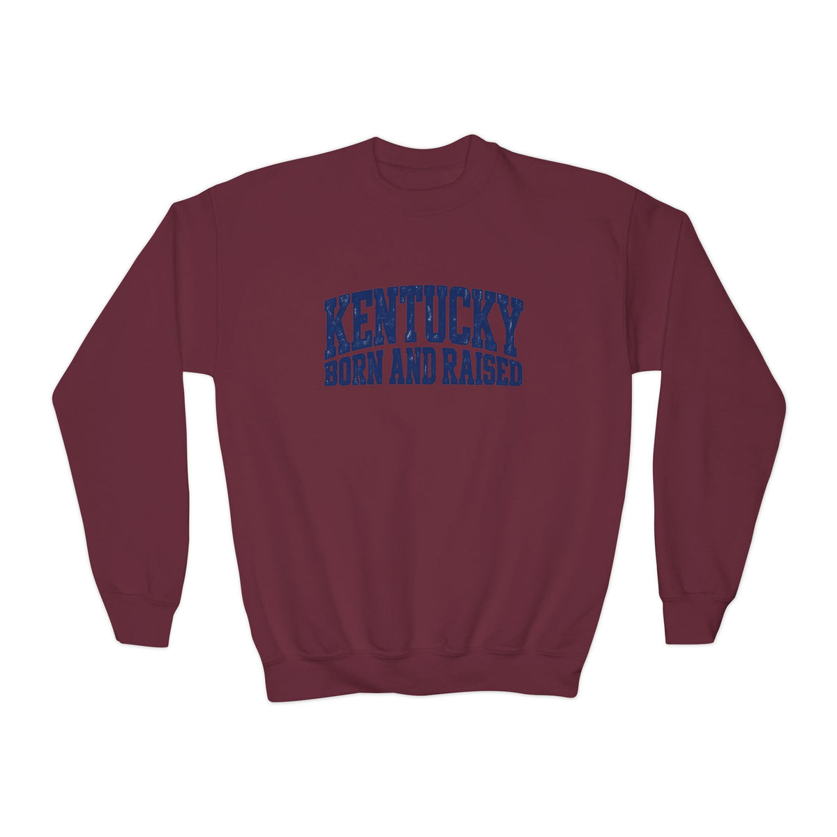 Kentucky Born and Raised Bold Athletic Unisex Youth Crewneck Sweatshirt Graphic
