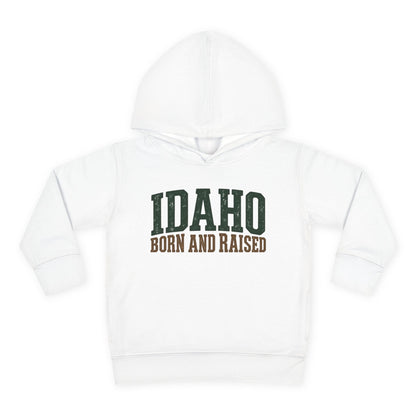 Idaho Born and Raised Pacific Northwest Heritage Unisex Toddler Pullover Fleece Hoodie