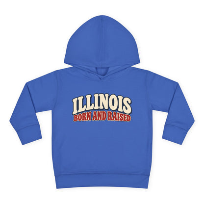 Illinois Born and Raised Retro 1970s Unisex Toddler Pullover Fleece Hoodie