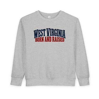 West Virginia Born and Raised Classic Americana Unisex Toddler Sweatshirt