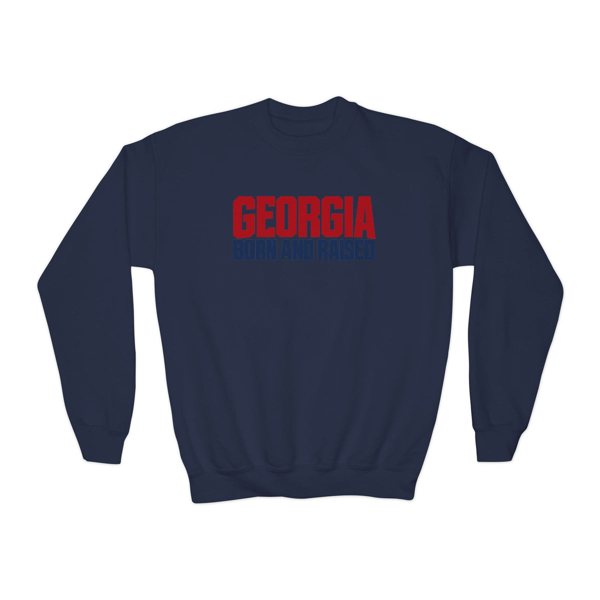 Georgia Born and Raised Modern Southern Streetwear Unisex Youth Crewneck Sweatshirt