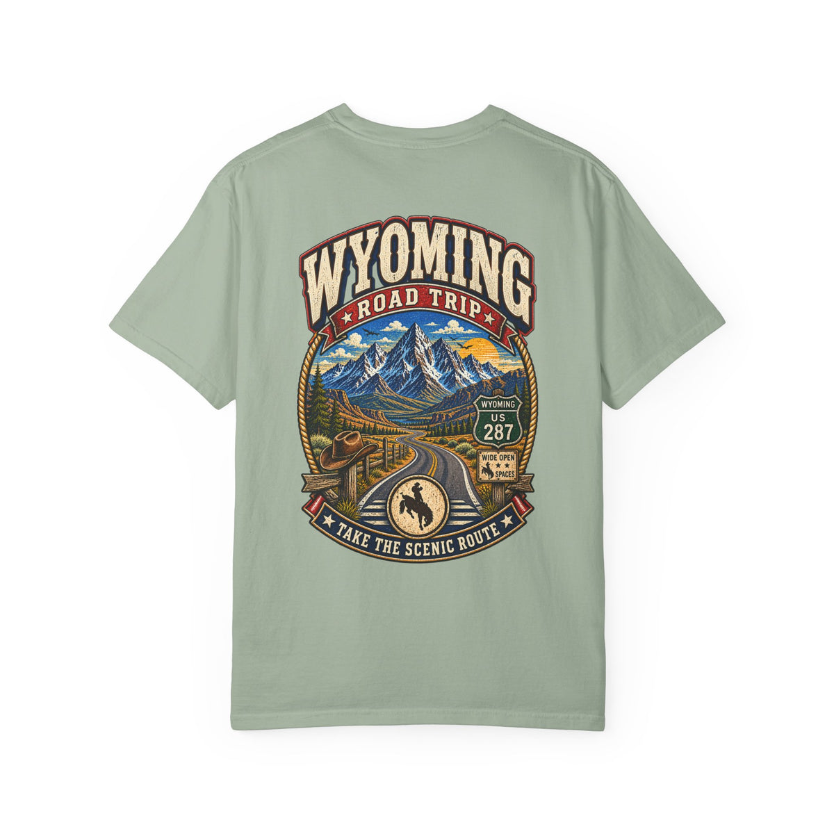 Wyoming Roadtrip Unisex Comfort Color 1717 Streetwear Graphic Tee