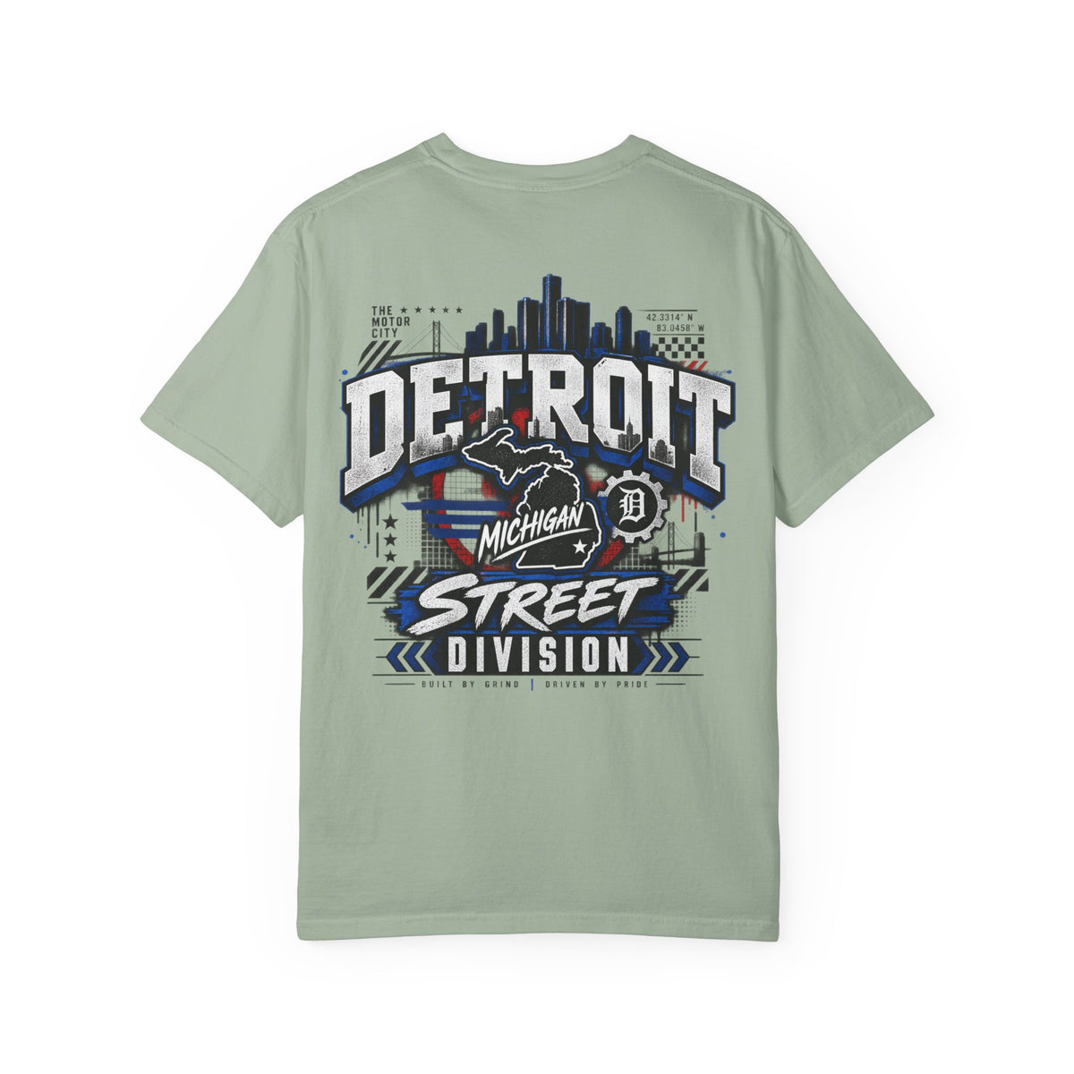 Michigan Detroit Street Division Unisex Comfort Color 1717 Streetwear Graphic Tee