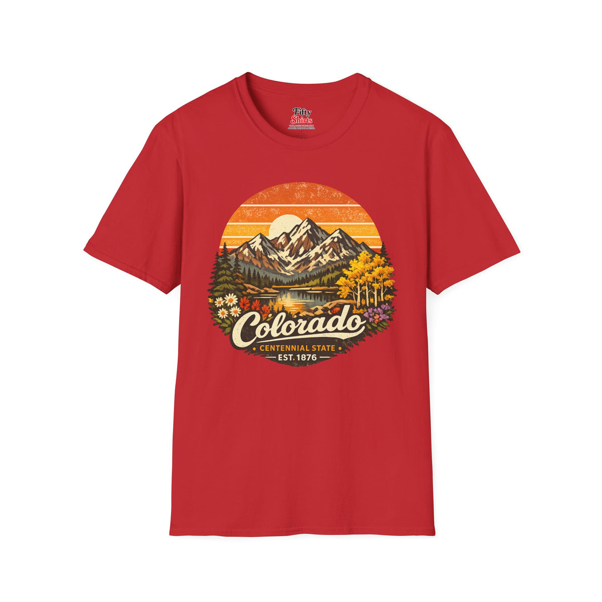 Colorado Mountain Sunset Unisex Softstyle T Shirt State Pride Graphic Tee Collections FS03