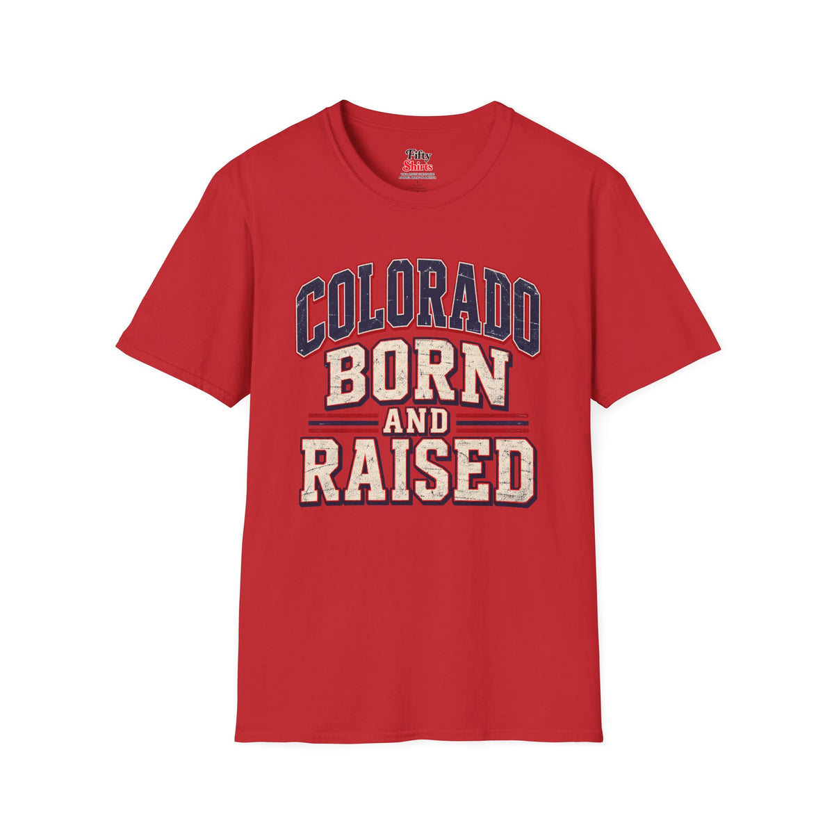 Colorado Born and Raised  Unisex Softstyle T Shirt State Name Graphic Tee
