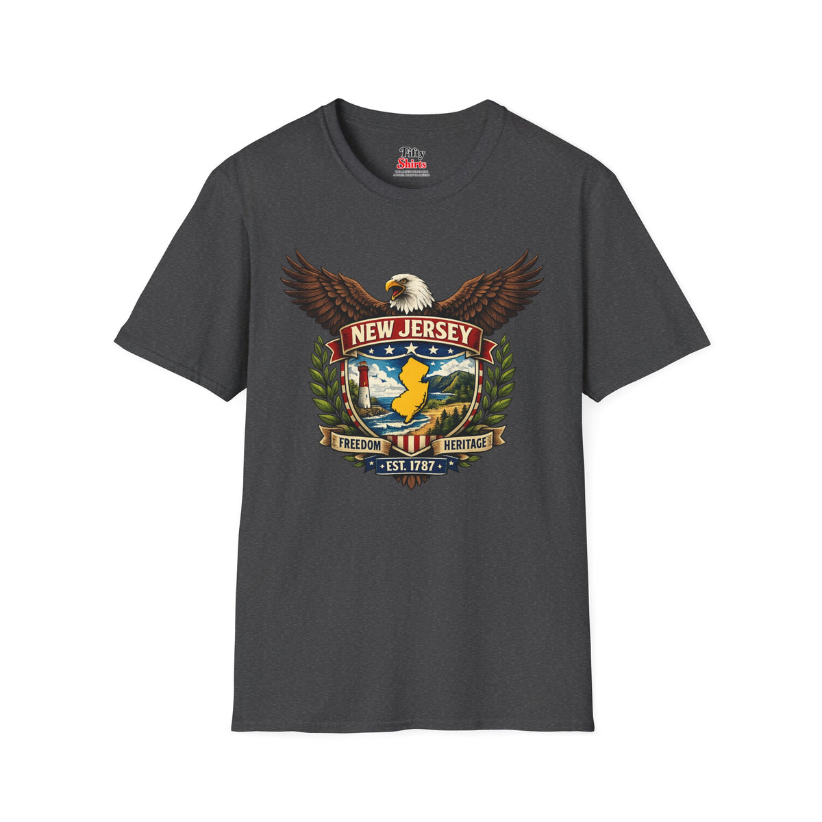 New Jersey Americana Eagle Unisex Softstyle T Shirt State Pride Graphic Tee Collections FS03