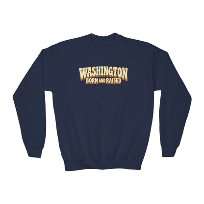 Washington Born and Raised Vintage 1970s Unisex Youth Crewneck Sweatshirt Graphic