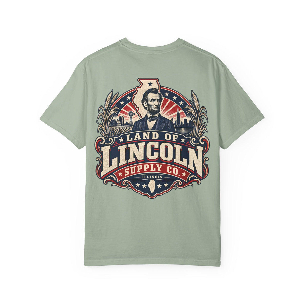 Illinois Land of Lincoln Suppy Co. Unisex Comfort Color 1717 Streetwear Graphic Tee