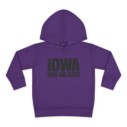 Iowa Born and Raised Modern Midwest Streetwear Unisex Toddler Pullover Fleece Hoodie