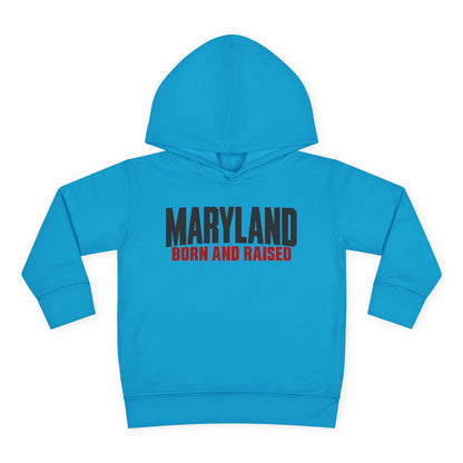 Maryland Born and Raised Modern Unisex Toddler Pullover Fleece Hoodie