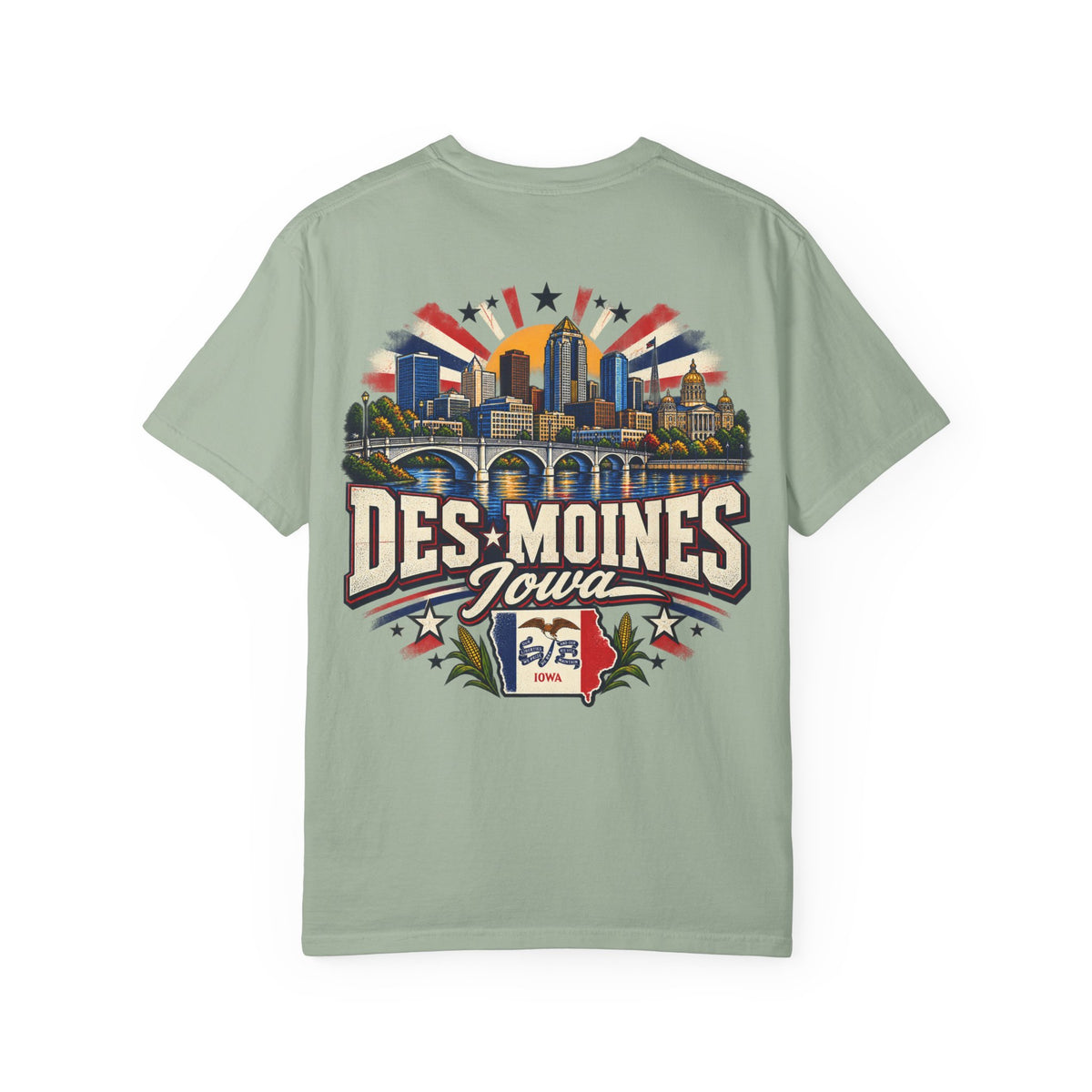Des Moines Iowa Unisex Comfort Color 1717 Streetwear Graphic Tee
