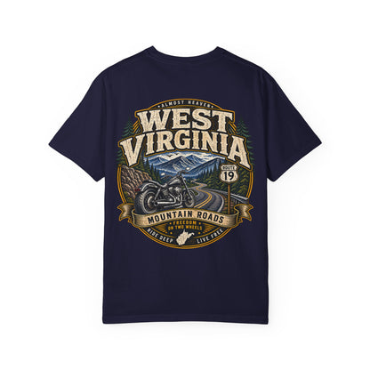 West Virginia Motorcycle Roads Unisex Comfort Color 1717 Streetwear Graphic Tee