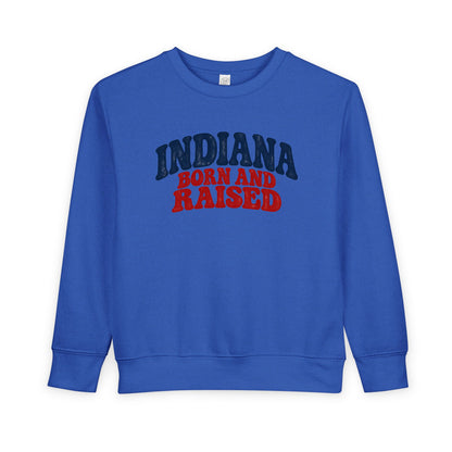 Indiana Born and Raised Retro 1970s Unisex Toddler Sweatshirt
