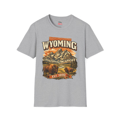 Vintage Wyoming Heritage Unisex Softstyle T Shirt State Pride Graphic Tee Collections FS03