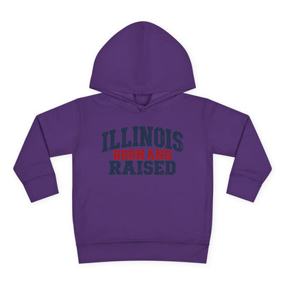 Illinois Born and Raised Rustic Midwest Americana Unisex Toddler Pullover Fleece Hoodie