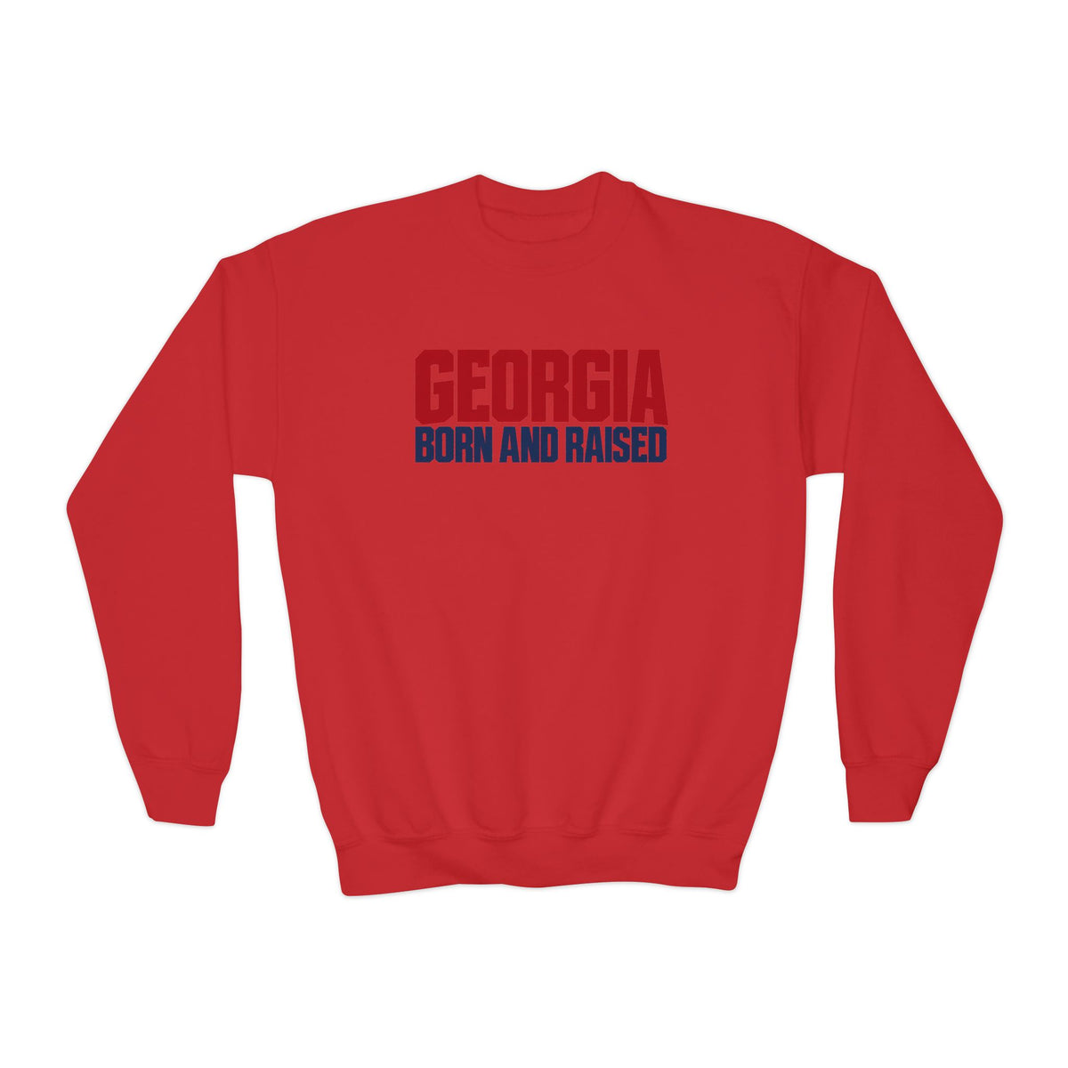 Georgia Born and Raised Modern Southern Streetwear Unisex Youth Crewneck Sweatshirt