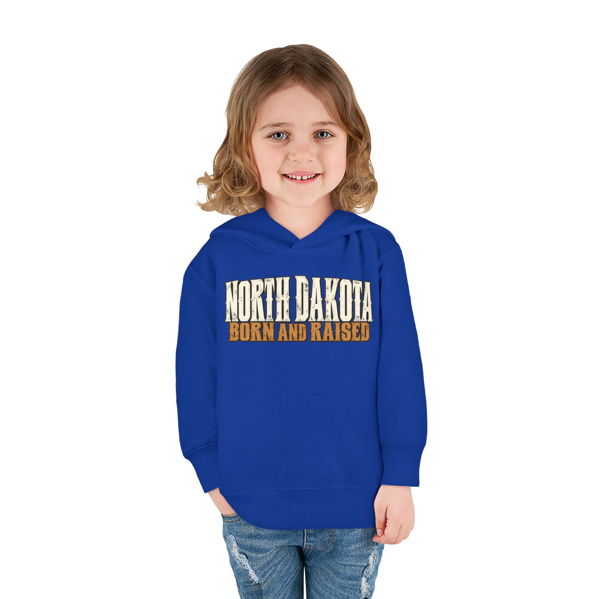 North Dakota Born and Raised Western Streetwear Unisex Toddler Pullover Fleece Hoodie