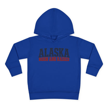 Alaska Born and Raised Bold Northern Workwear Unisex Toddler Pullover Fleece Hoodie