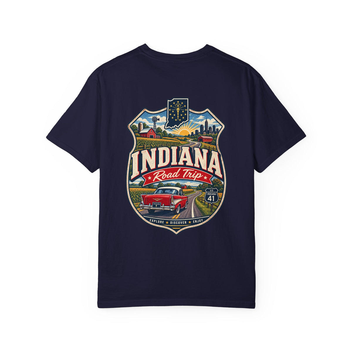 Indiana Road Trip Unisex Comfort Color 1717 Streetwear Graphic Tee