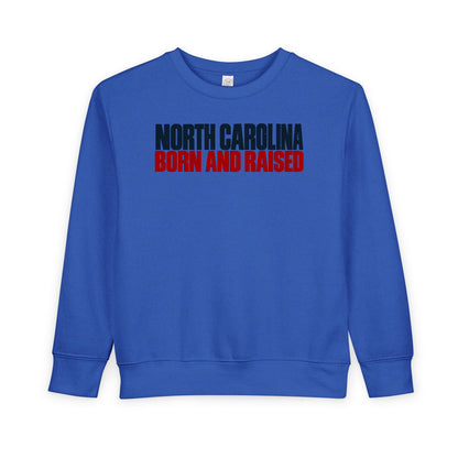 North Carolina Born and Raised Southern Streetwear Unisex Toddler Sweatshirt