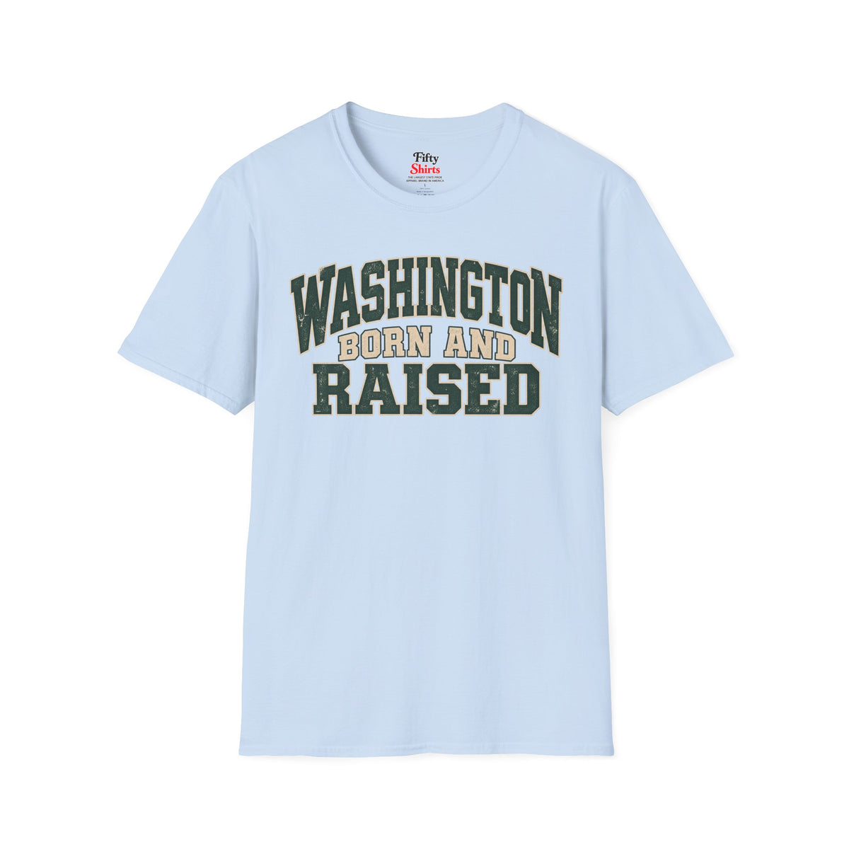 Washington Born and Raised Unisex Softstyle T Shirt State Name Graphic Tee