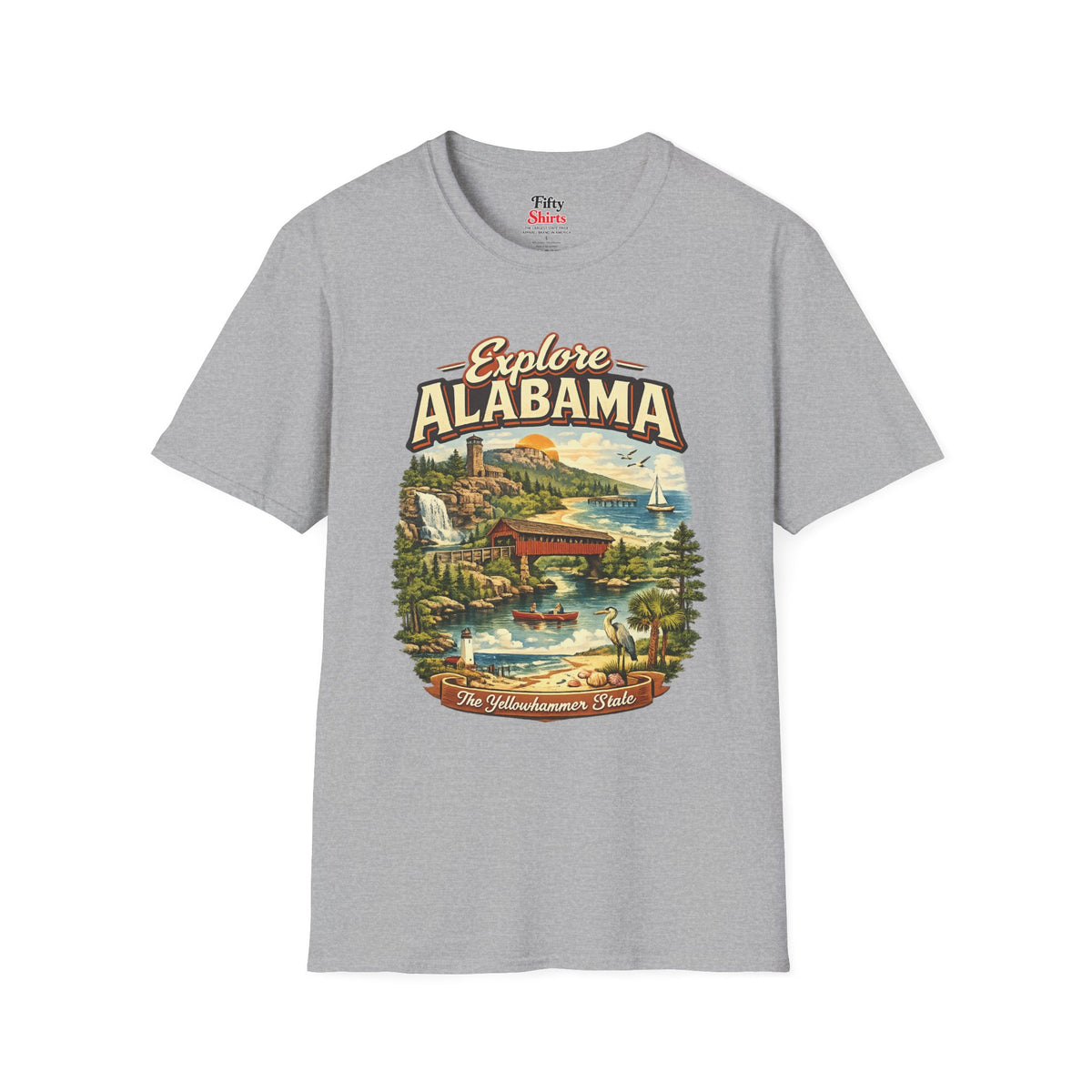 Explore Alabama Unisex Softstyle T Shirt State Pride Graphic Tee Collections FS03