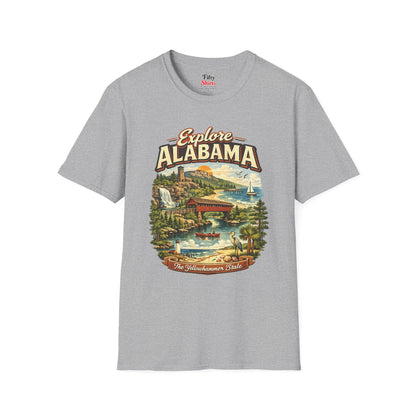 Explore Alabama Unisex Softstyle T Shirt State Pride Graphic Tee Collections FS03