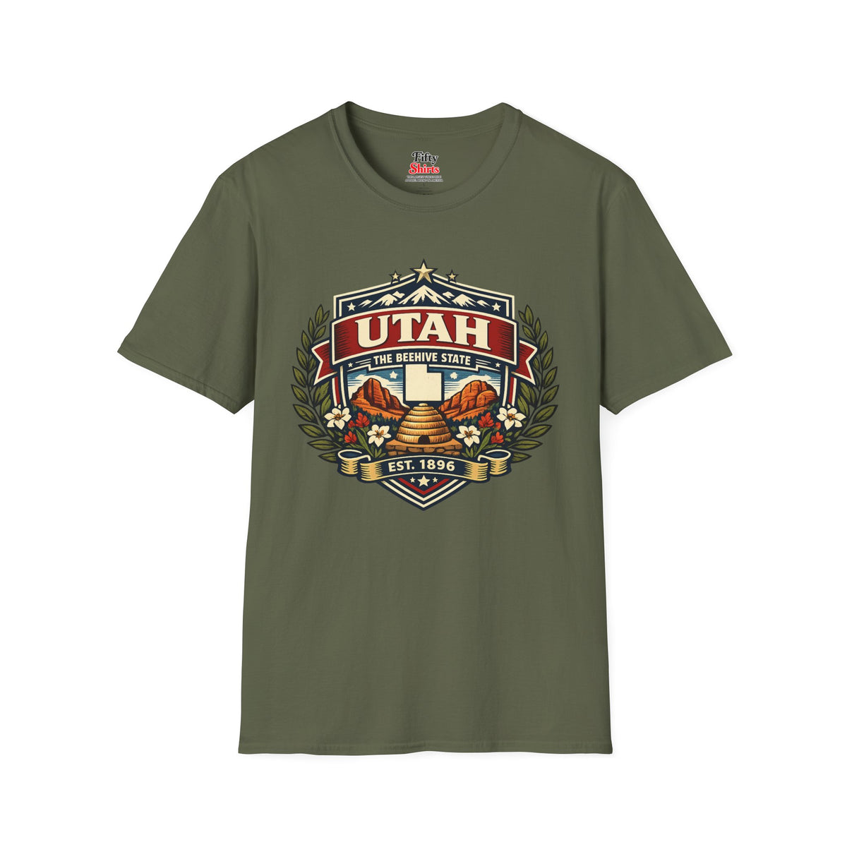 Utah Heritage Badge Unisex Softstyle T Shirt State Pride Graphic Tee Collections FS03