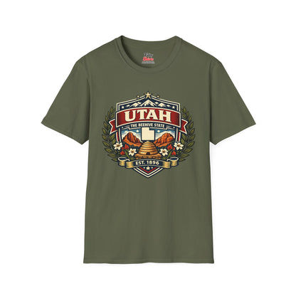 Utah Heritage Badge Unisex Softstyle T Shirt State Pride Graphic Tee Collections FS03