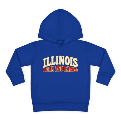 Illinois Born and Raised Retro 1970s Unisex Toddler Pullover Fleece Hoodie