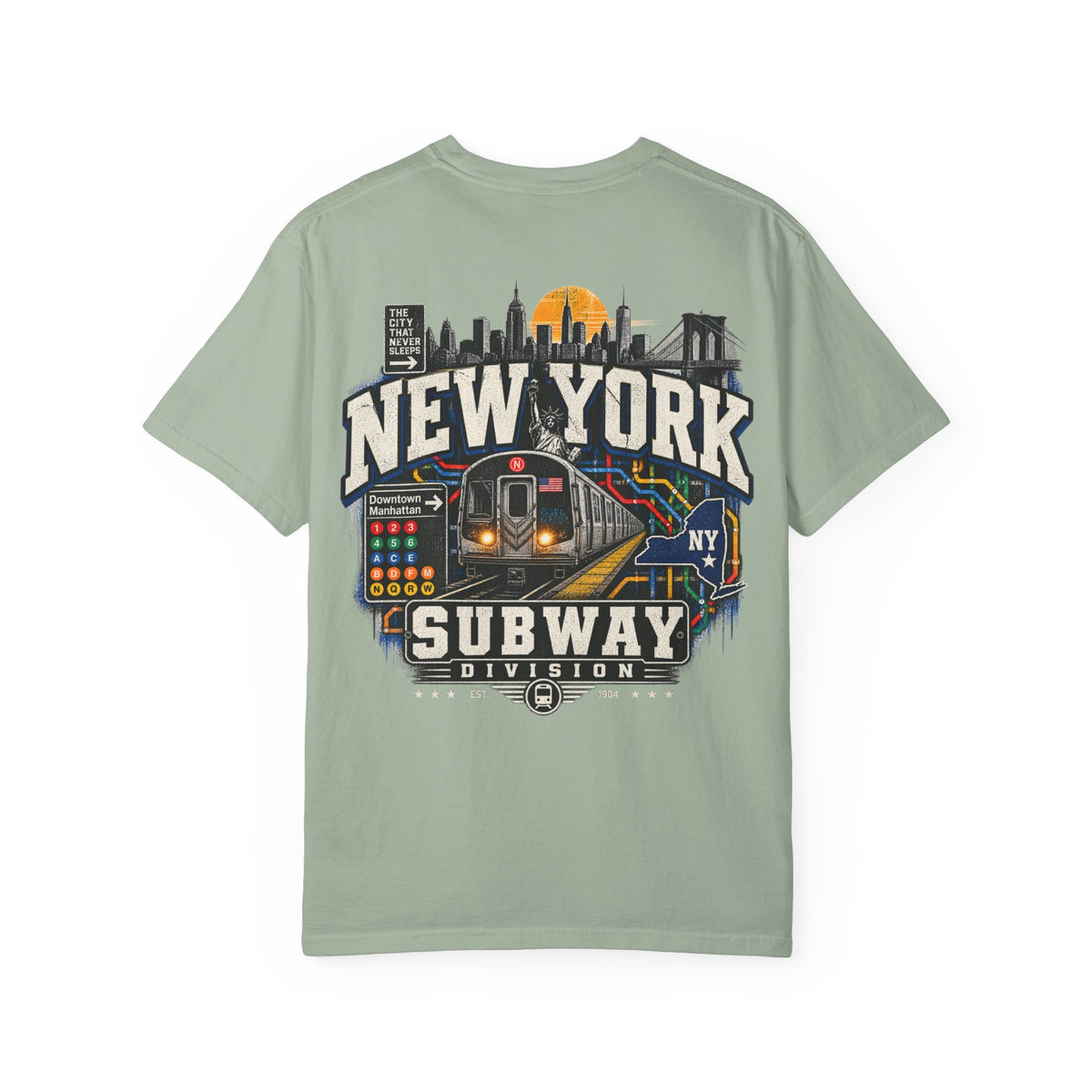 New York Subway Division Unisex Comfort Color 1717 Streetwear Graphic Tee