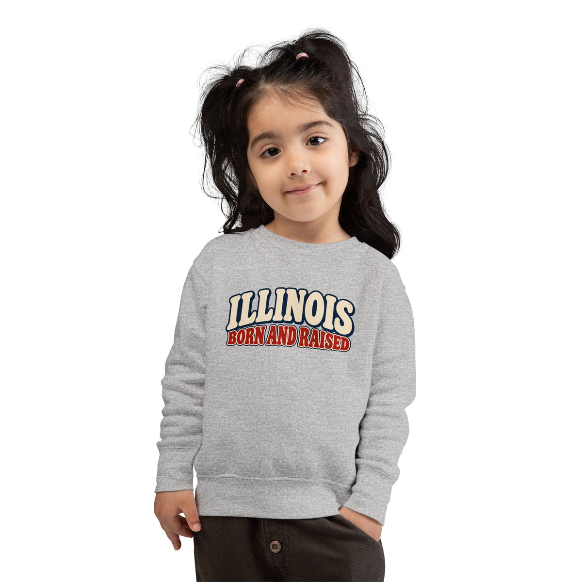 Illinois Born and Raised Retro 1970s Unisex Toddler Sweatshirt