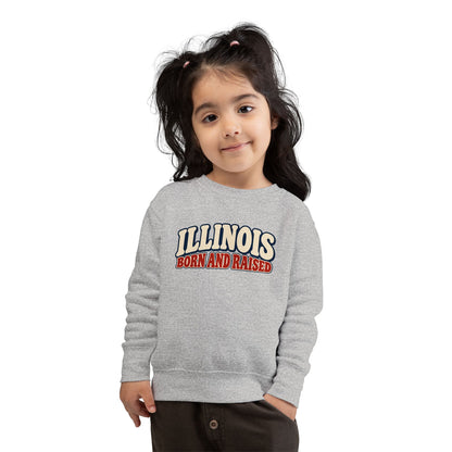 Illinois Born and Raised Retro 1970s Unisex Toddler Sweatshirt