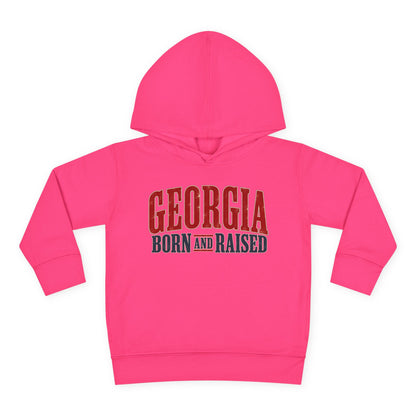Georgia Born and Raised Southern Heritage Unisex Toddler Pullover Fleece Hoodie