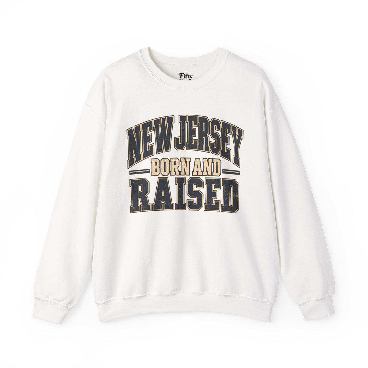 New Jersey Born and Raised Unisex Crewneck Sweatshirt State Name Graphic