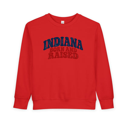Indiana Born and Raised Retro 1970s Unisex Toddler Sweatshirt