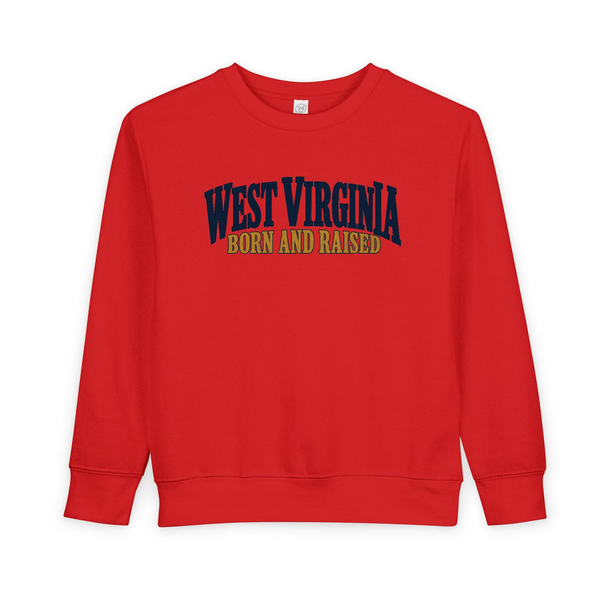 West Virginia Born and Raised Heritage Serif Unisex Toddler Sweatshirt