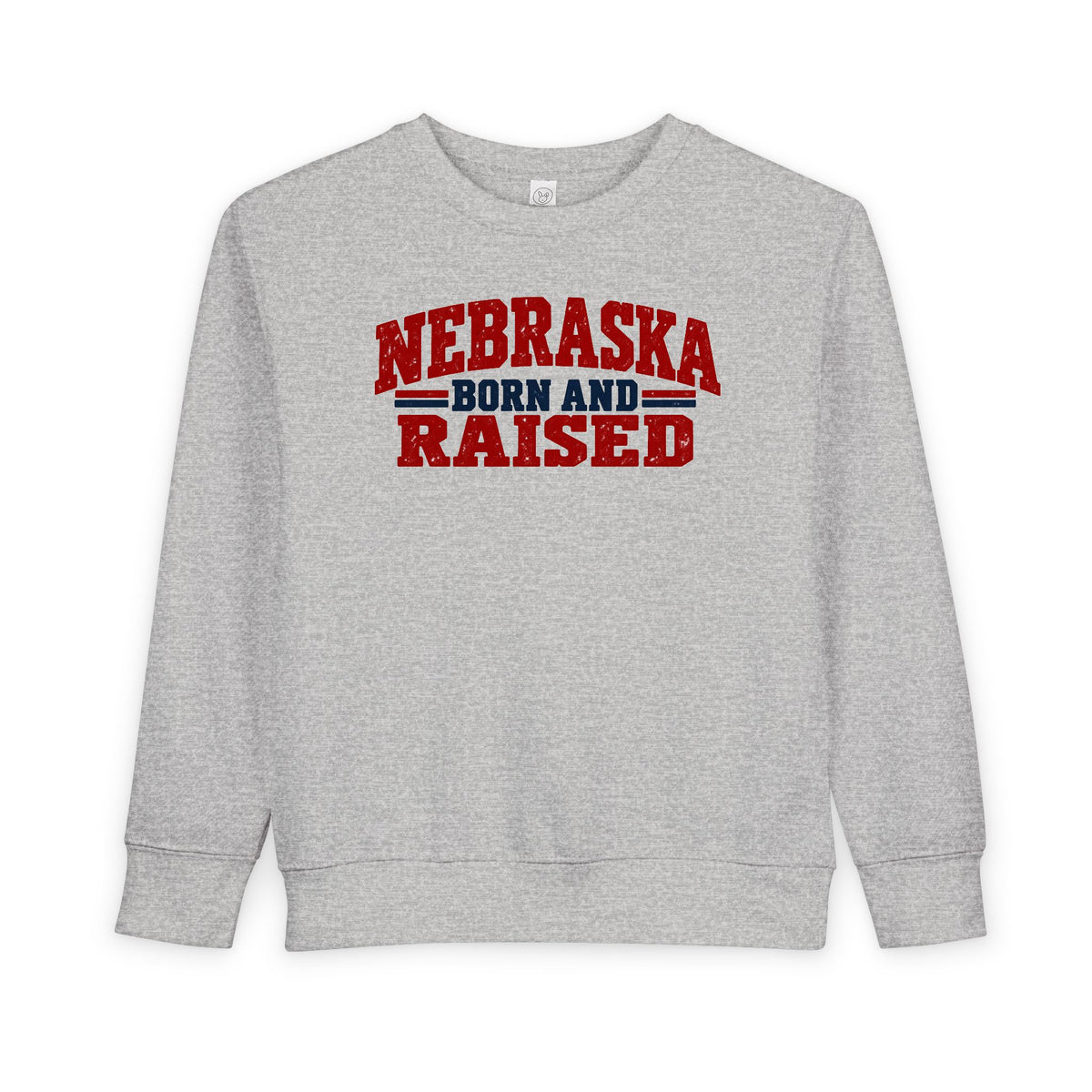 Nebraska Born and Raised Vintage Farmhouse Unisex Toddler Sweatshirt Graphic