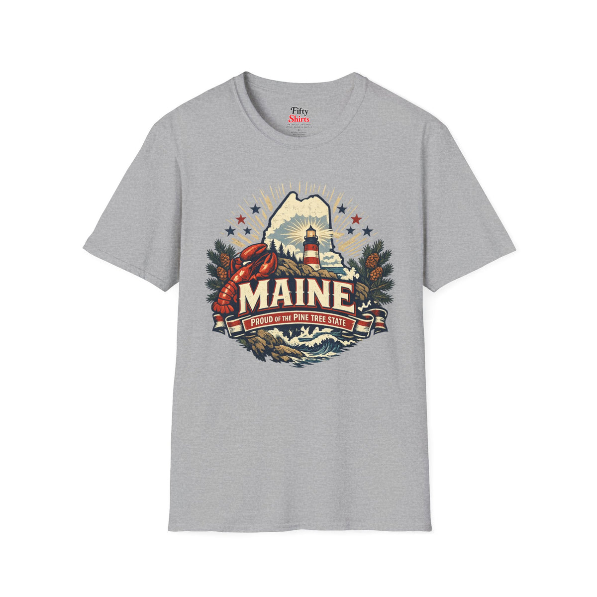 Maine State Pride Unisex Softstyle T Shirt State Pride Graphic Tee Collections FS03