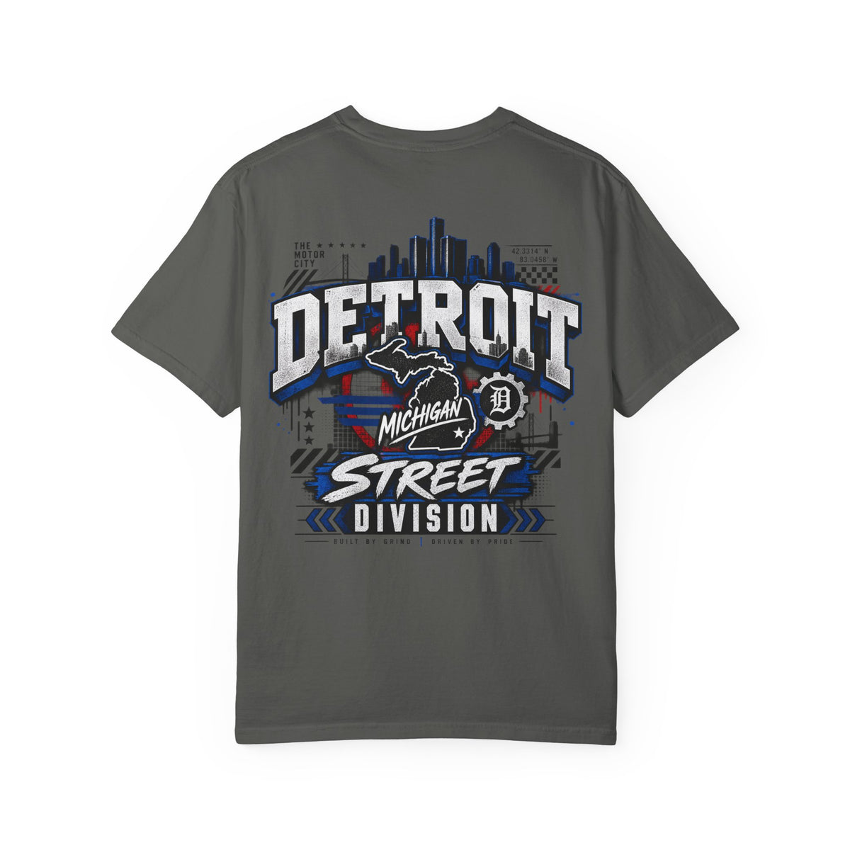 Michigan Detroit Street Division Unisex Comfort Color 1717 Streetwear Graphic Tee