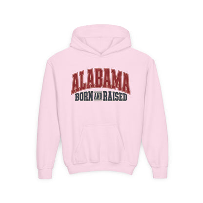 Alabama Born and Raised Vintage Athletic Heritage Unisex Youth Heavy Blend Hooded Sweatshirt Graphic