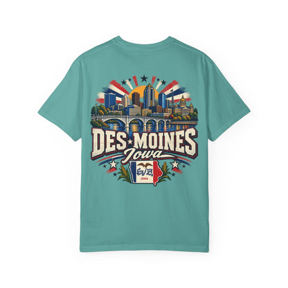 Des Moines Iowa Unisex Comfort Color 1717 Streetwear Graphic Tee