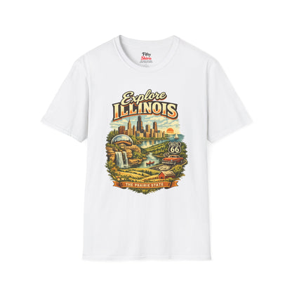 Explore Illinois Unisex Softstyle T Shirt State Pride Graphic Tee Collections FS03