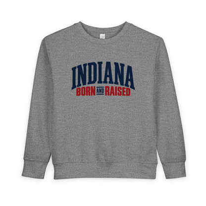Indiana Born and Raised Premium Heritage Unisex Toddler Sweatshirt
